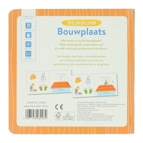 Kartonnen Schuifboekje - Spelen en leren Bouwplaats