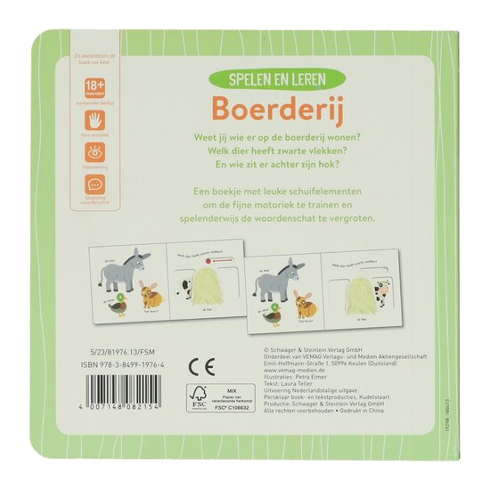 Kartonnen Schuifboekje - Spelen en leren Boerderij