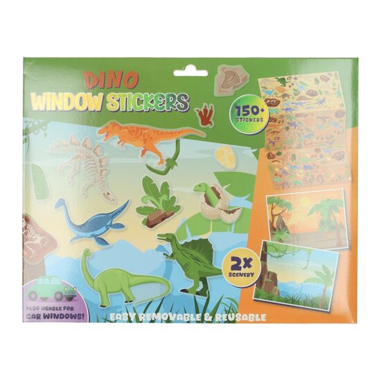 Herbruikbare Dino Raamstickers, 150st.