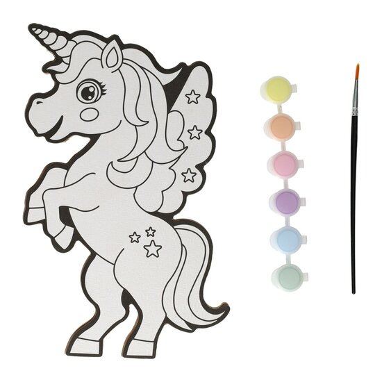 Canvas Schilderen - Eenhoorn - incl Penseel en 6 kleuren verf