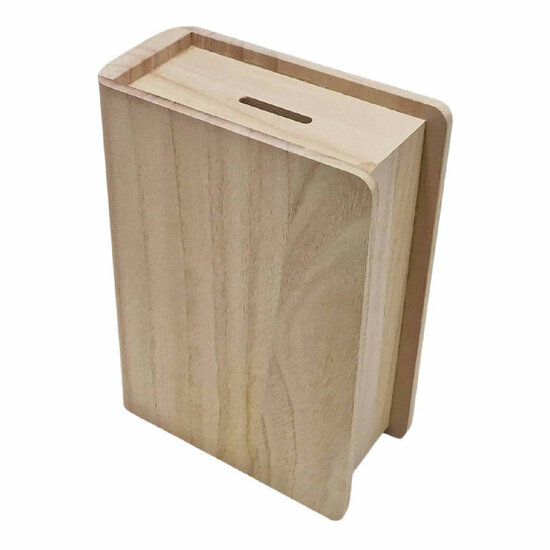 Houten Spaarpot Boekvorm Paulownia