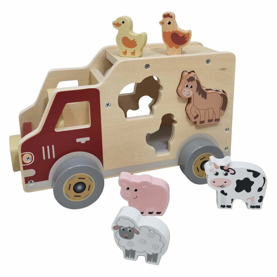 Houten Vormenauto Boerderijdieren