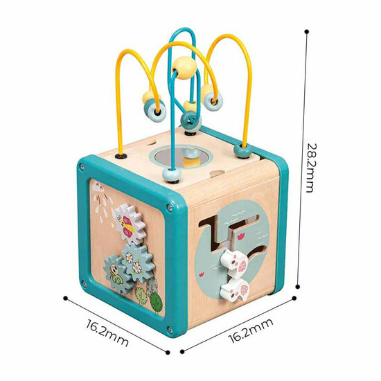 Houten Activiteiten Kubus met Kralenframe