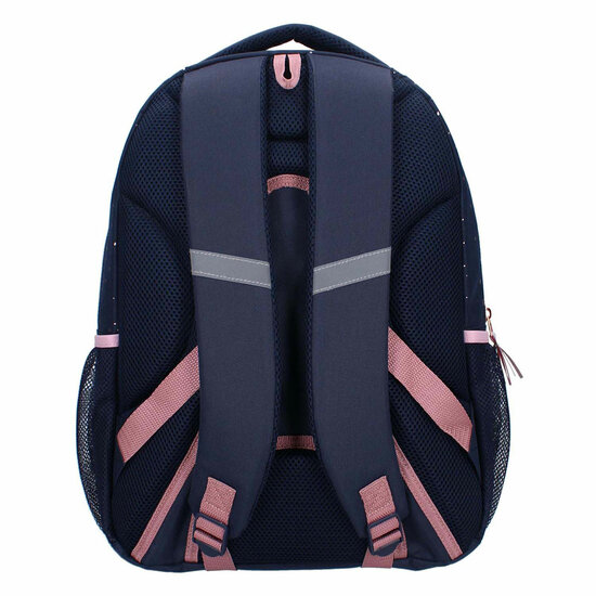 Milky Kiss Rugzak Divine Days Donkerblauw met Roze Stippen, 3-vaks