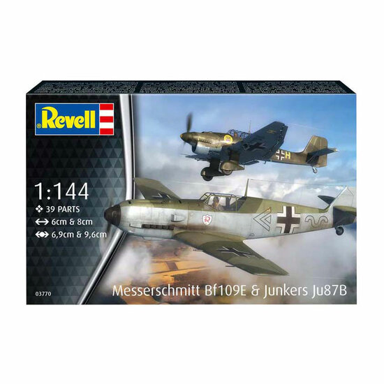 Revell Modelbouwpakket - Messerschmitt Bf109E &amp; Junkers Ju87B 1:144 - 39dlg.