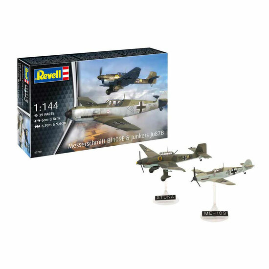 Revell Modelbouwpakket - Messerschmitt Bf109E &amp; Junkers Ju87B 1:144 - 39dlg.