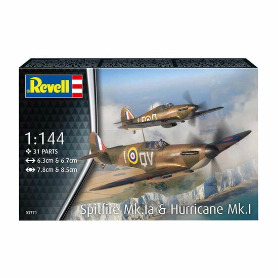 Revell Modelbouwpakket - Spitfire Mk.1a &amp; Hurricane Mk.1 1:144 - 31dlg.