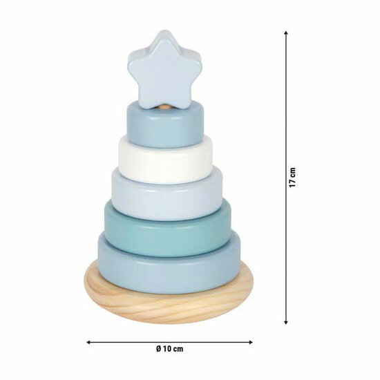 Small Foot - Houten Stapeltoren Blauw - 7dlg.