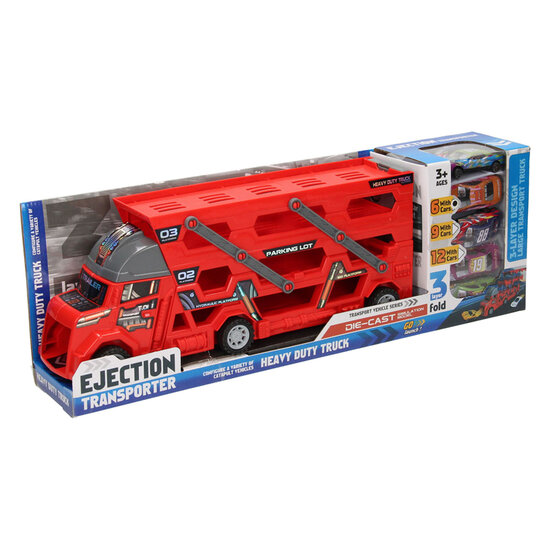 Uitklapbare Autotransporter met Afschietfunctie - Rood