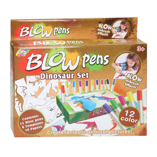 Blaaspennenset met Pompje Dinosaurus