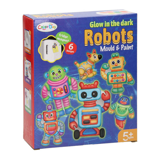 Gieten &amp; Schilderen Glow in the Dark Robots