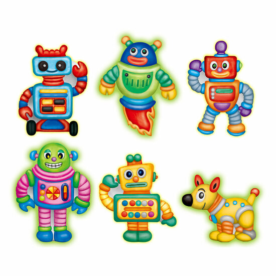 Gieten &amp; Schilderen Glow in the Dark Robots