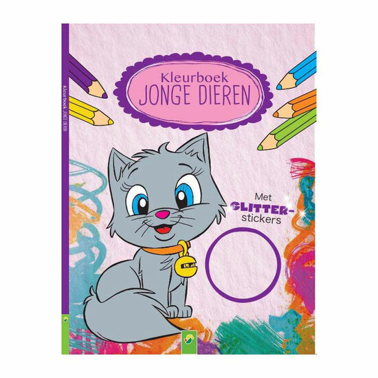 Kleurboek Jonge Dieren met Glitter Stickers