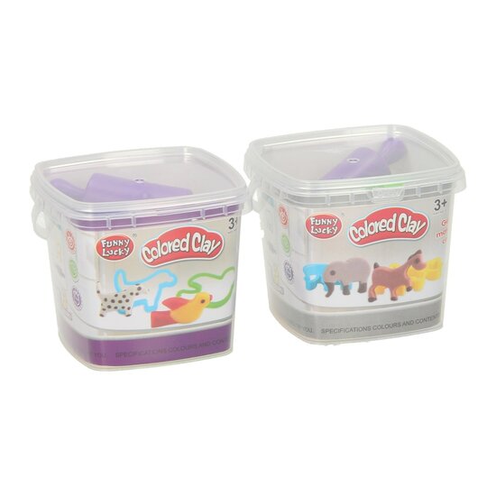 Kleiset in Opbergbox met Uitsteek Dierenvormen - 3 Kleuren Klei