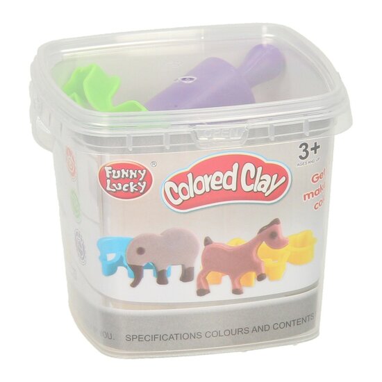 Kleiset in Opbergbox met Uitsteek Dierenvormen - 3 Kleuren Klei