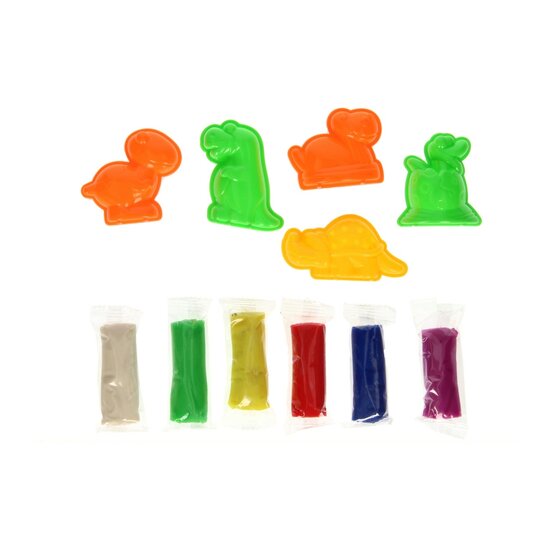 Kleiset in Opbergbox Dino Vormen - 6 Kleuren Klei