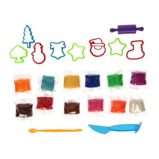 Kleiset in Opbergbox Uitsteekvormen Kerst - 12 Kleuren Klei