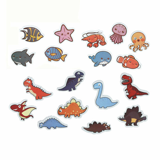Foam Badfiguren Dino's &amp; Zeedieren, 18st.