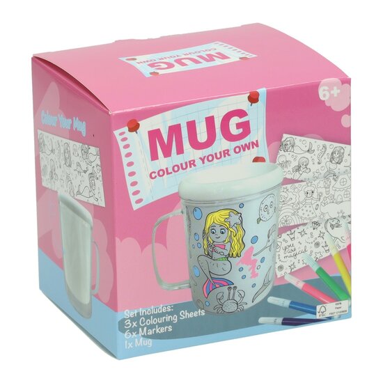 Kleur je eigen Beker Prinsessen Zeemeerminnen Eenhoorns - incl 6 stiften
