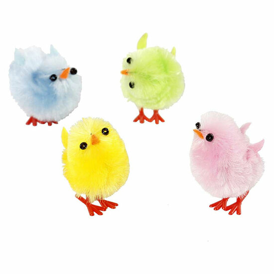 Gekleurde Paaskuikens Chenille, 12st.