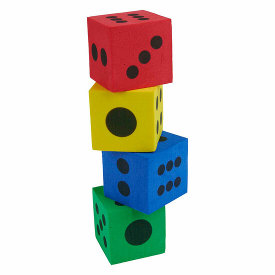 Gekleurde Foam Dobbelstenen - 4st.