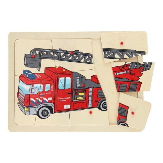 Houten Noppenpuzzel Brandweer, 9st.
