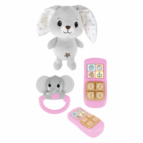 Little Stars Baby Knuffel Pluche Konijn met Ramelaar en Telefoon, 3dlg.