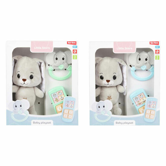 Little Stars Baby Knuffel Pluche Konijn met Ramelaar en Telefoon, 3dlg.