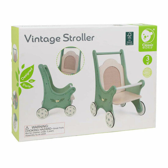 Classic World Vintage Houten Poppenwagen