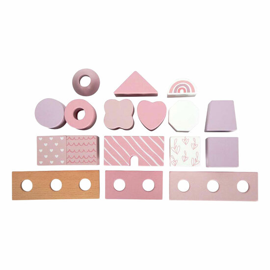 Small Foot - Houten Stapelhuis Roze - 18dlg.