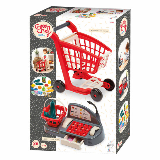Ecoiffier Gevulde Winkelwagen en Kassa - 26dlg.