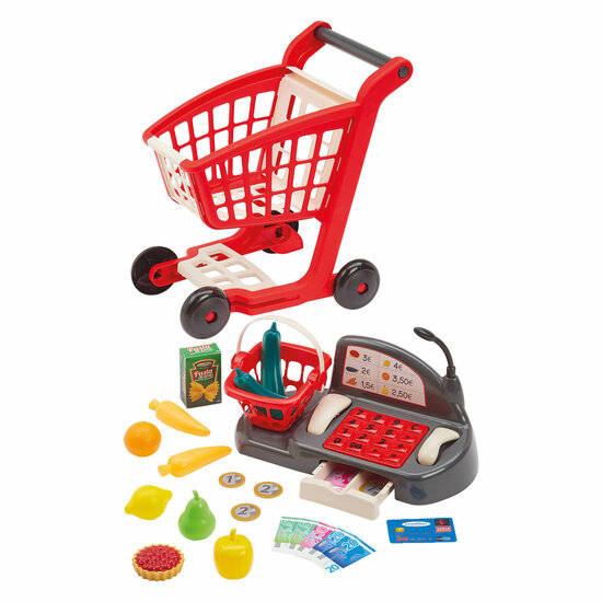 Ecoiffier Gevulde Winkelwagen en Kassa - 26dlg.