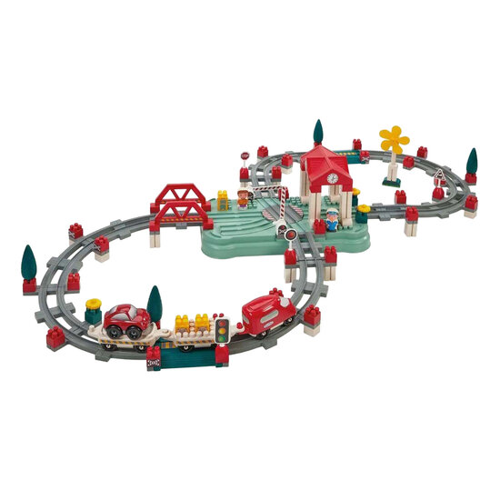 Abrick Bouwset Treinbaan, station en Accessoires, 140dlg.