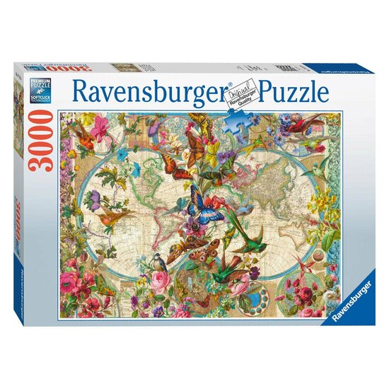 Ravensburger Legpuzzel Flora en Fauna Wereldkaart, 3000st.