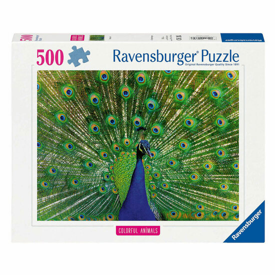 Ravensburger Legpuzzel Colorful Animals Pauw, 500st.