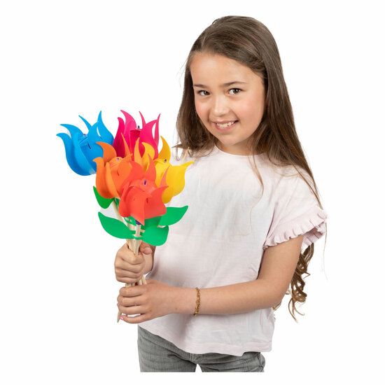 Houten Windmolen Tulp