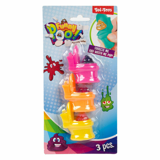 Funny Poo Knijptoiletten met Glitter Drol - 3st.