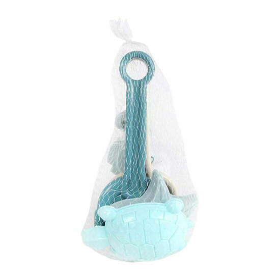 Schepje met harkje en 3 zandvormen Pastel Blauw
