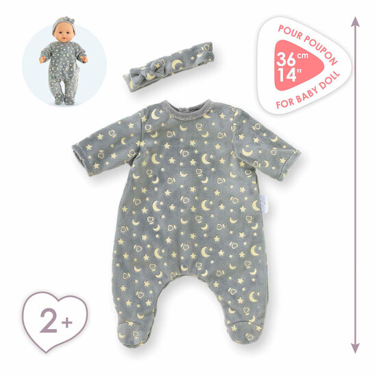 Corolle Poppen Pyjama Glitter in het Donker en Haarband, 36cm