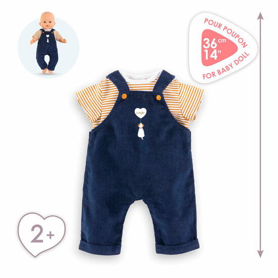 Corolle T-Shirt en Marineblauw Overall, 36cm