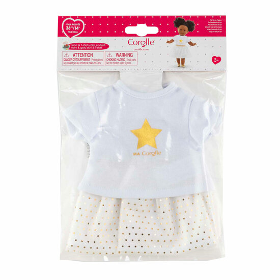 Corolle Topje en Rok Set voor Poppen van 36cm - Ivoor/Goud