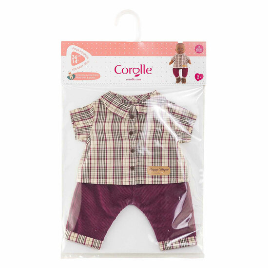 Corolle Geruit Shirt met Broek Kleine Ontdekker - 36cm