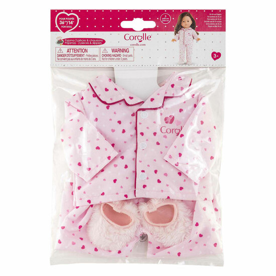 Ma Corolle Poppenpyjama en Slofjes - Hartjes - 36cm