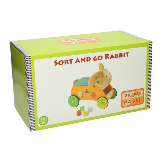 Primi Passi - Houten Vormen- en Loopwagen Konijn