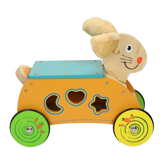 Primi Passi - Houten Vormen- en Loopwagen Konijn