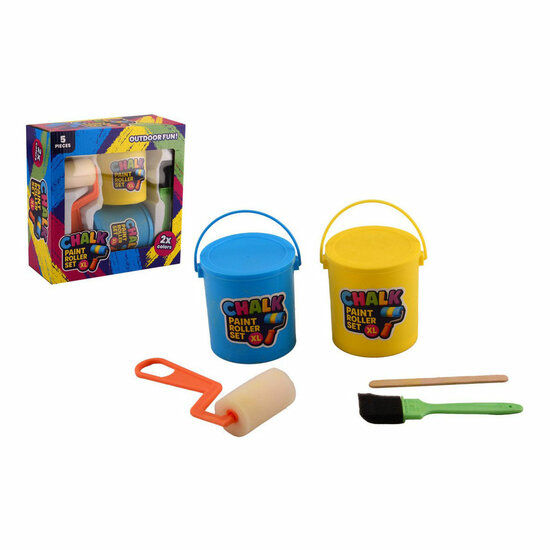 Jumbo Stoepkrijt Rollers, 2 Kleuren + kwast