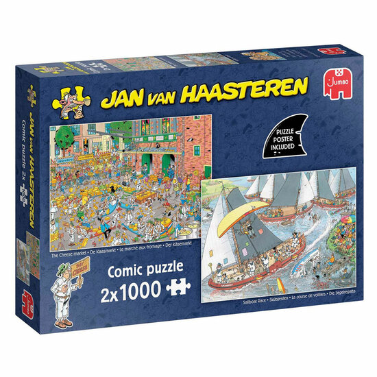 Jan van Haasteren Legpuzzel - De Kaasmarkt &amp; Skutsjesilen - 2x1000st.