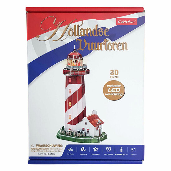 Cubic Fun 3D Puzzel Vuurtoren LED, 51st.