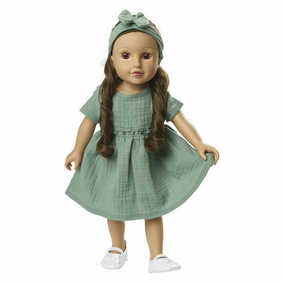 Poppenjurk Groen met Ruches, 28-35 cm