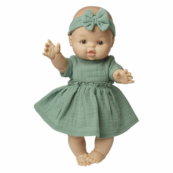 Poppenjurk Groen met Ruches, 28-35 cm